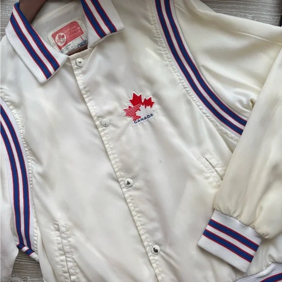 Vintage Team Canada 80s Varsity Bomber Jacket Size Medium IIHF Made By Shain - Picture 7 of 9
